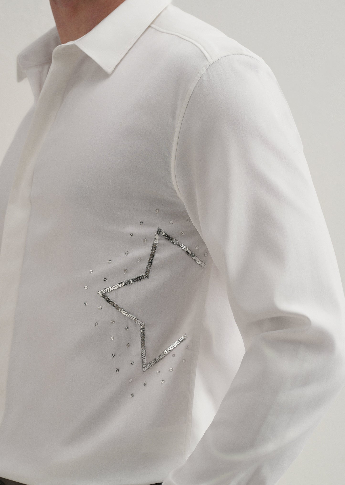 White Sequence Star Designer Shirt