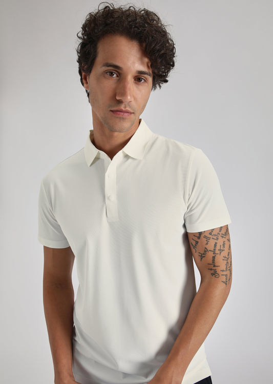 White Plain Stitchless Polo T-shirt