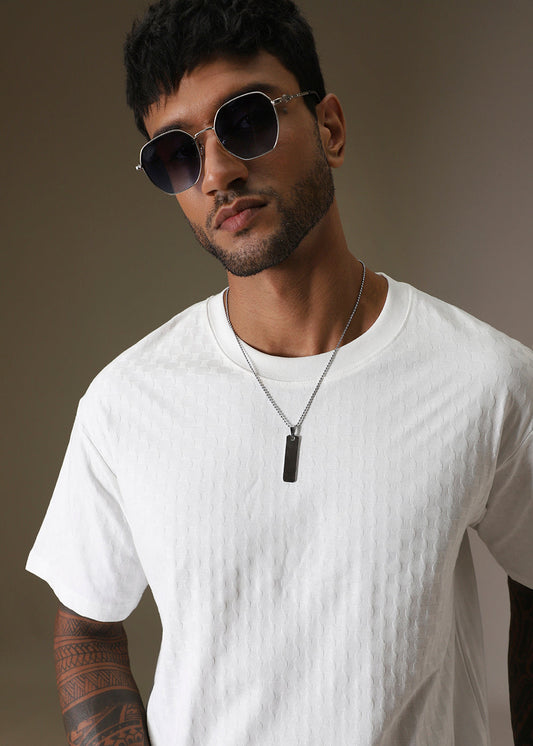 White Plain Texture Oversized T-shirt