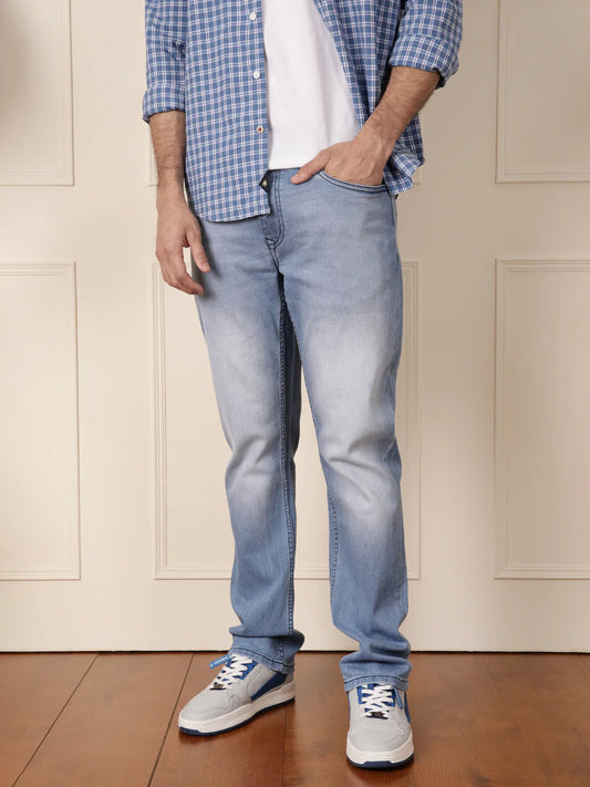Heavy Fade Straight Fit Jeans | Light Blue