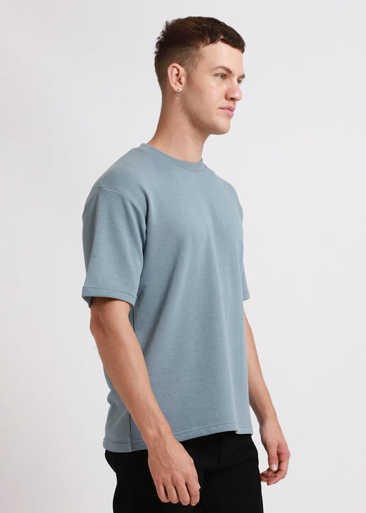 Ice Blue Plain Oversized Basic T-shirt