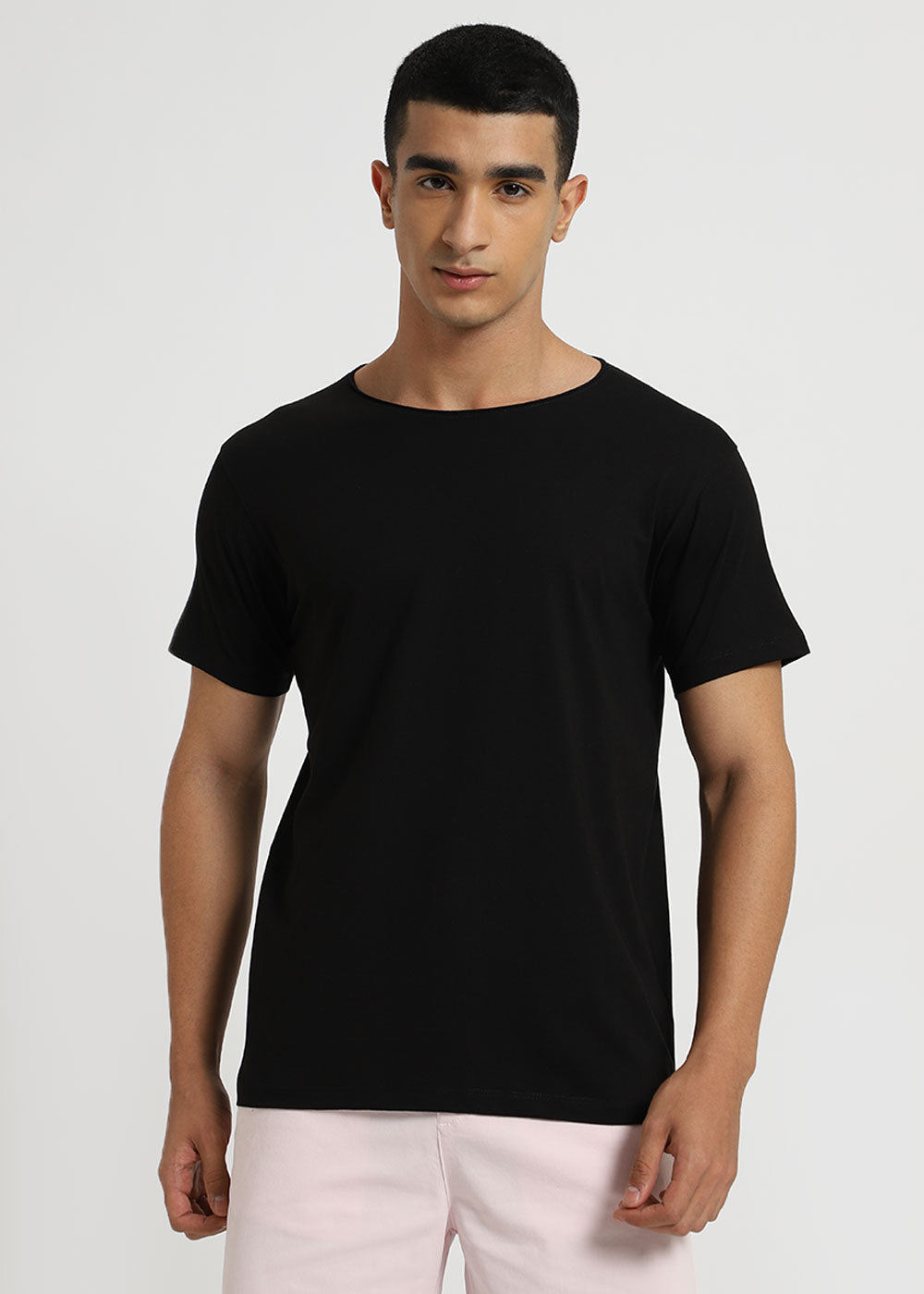 Black Plain Crew neck T-shirt