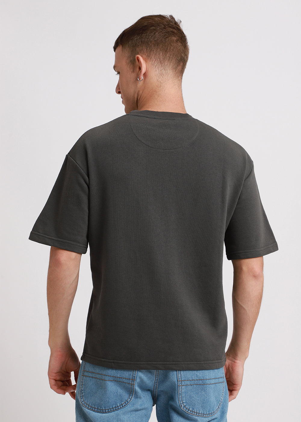 Shadow Gray Plain Oversized Basic T-shirt