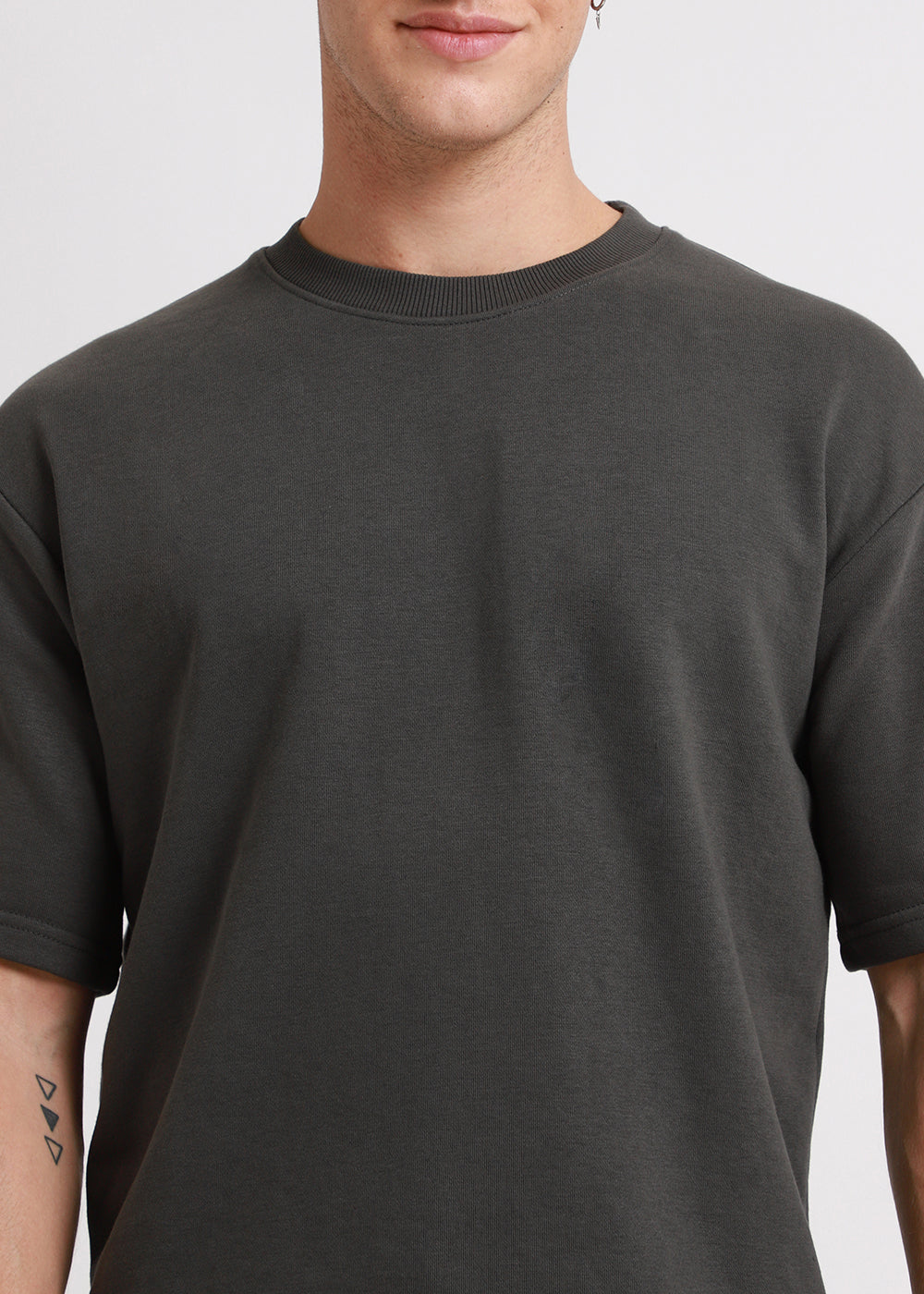 Shadow Gray Plain Oversized Basic T-shirt