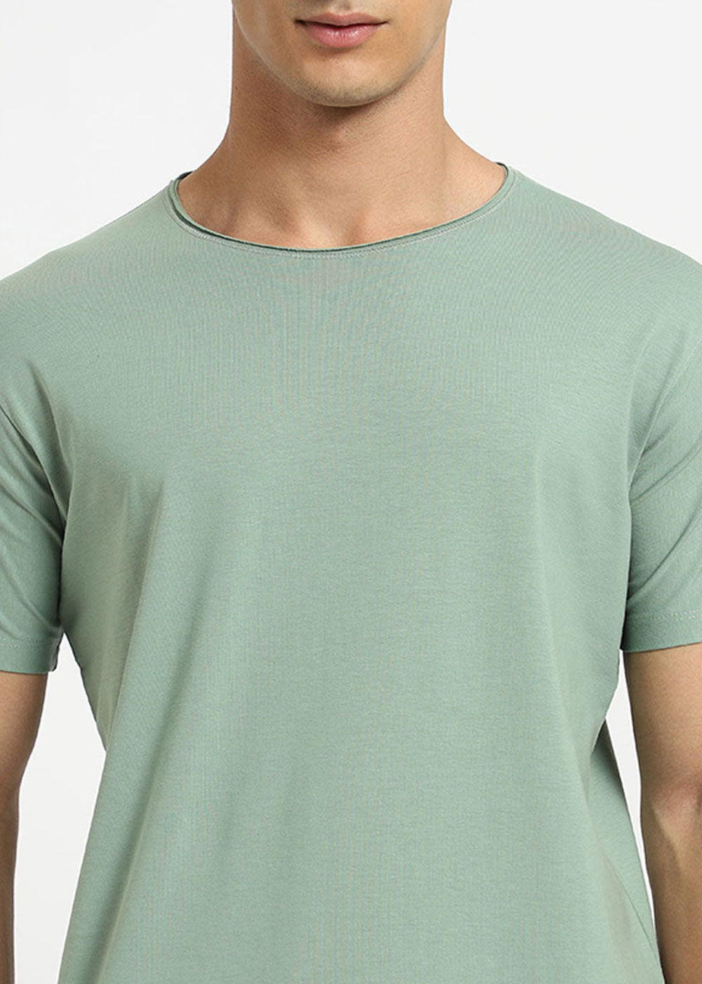Sea Green Plain Crew neck T-shirt