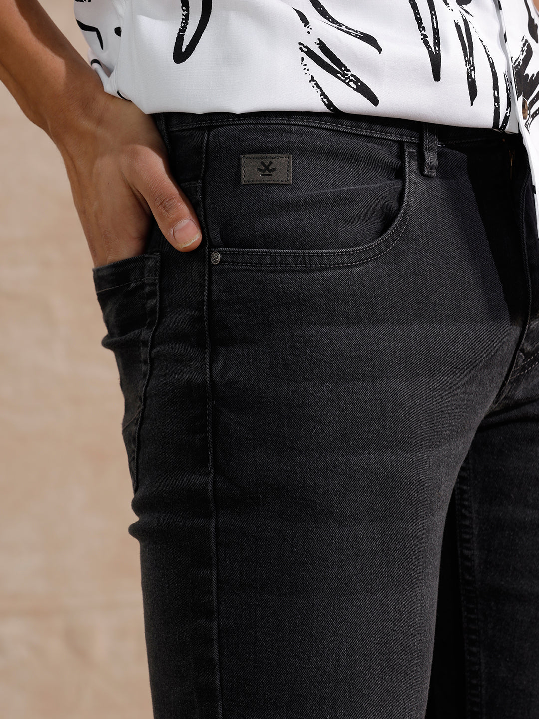 Casual Heavy Fade Straight Fit Jeans | Dark Grey