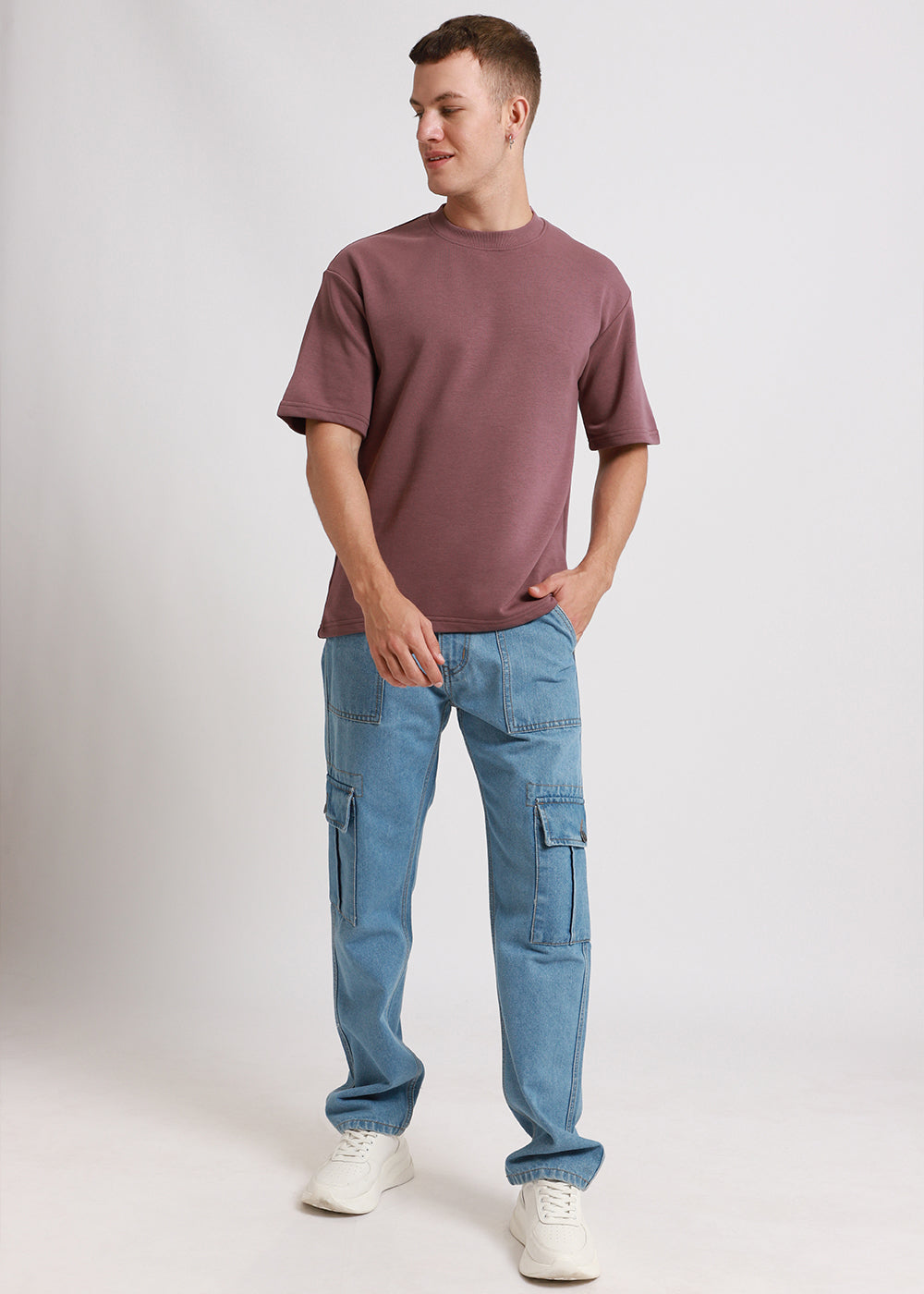 Lilac Oversized Plain Basic T-shirt
