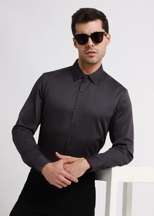 Quarry Gray Plain Satin Shirt