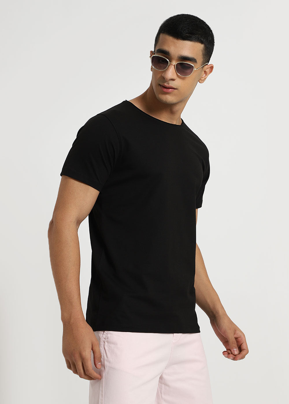 Black Plain Crew neck T-shirt
