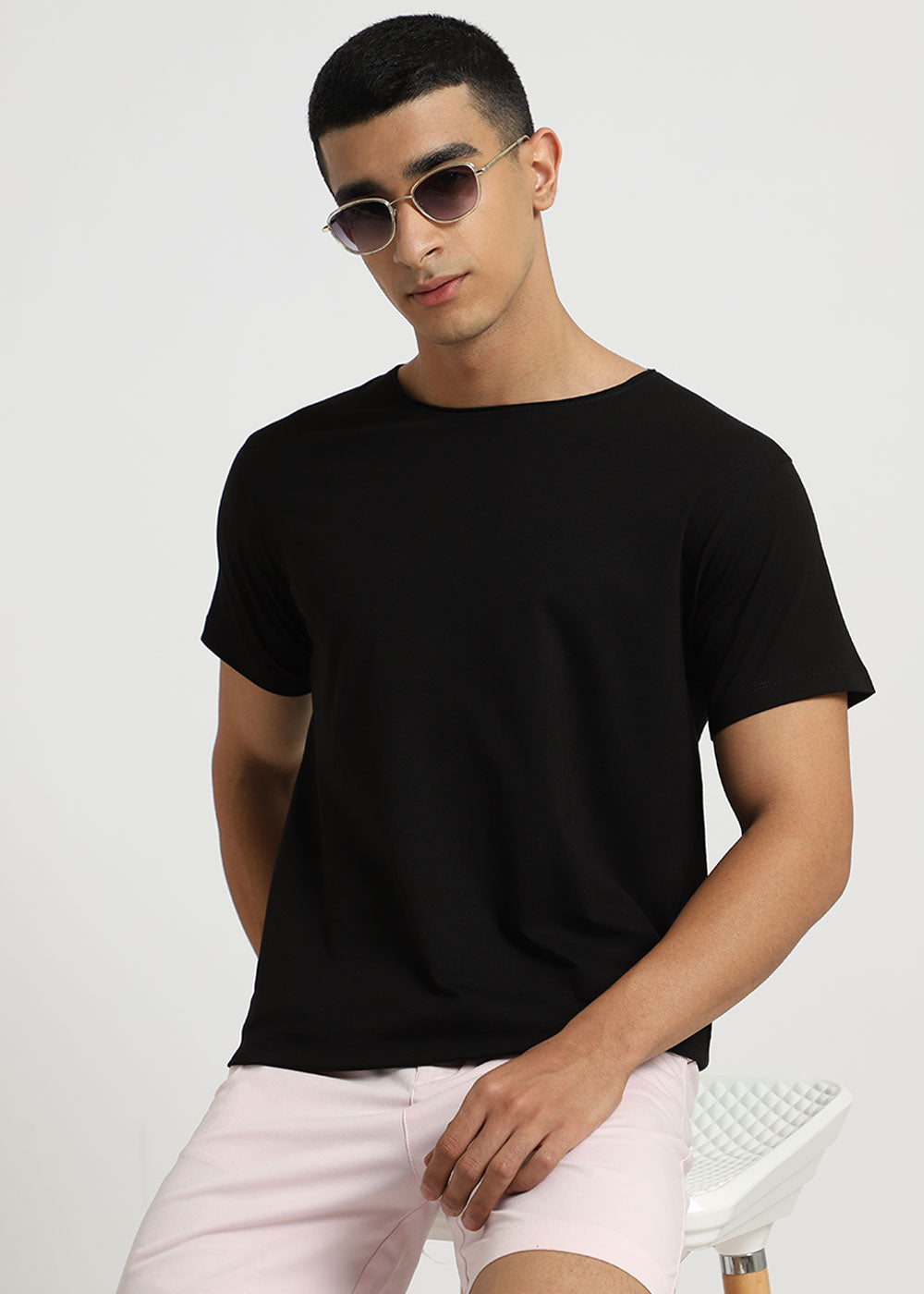 Black Plain Crew neck T-shirt