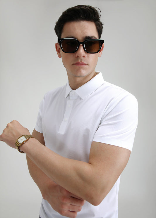 Self White Plain Stitchless Polo T-shirt