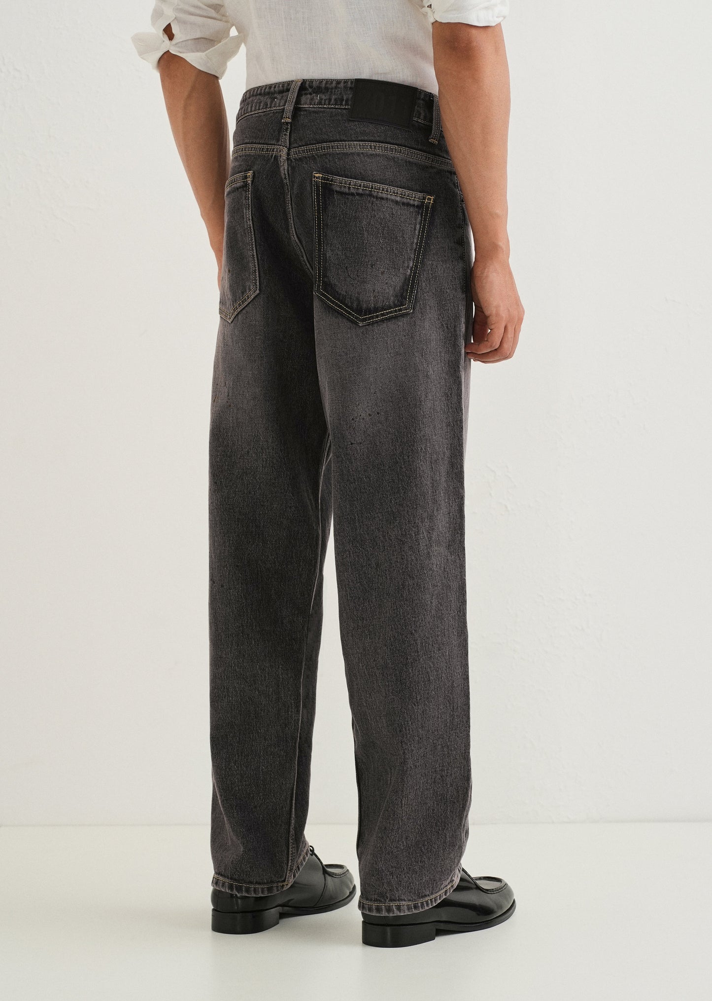 Ash Grey Splatter Straight Fit Denim