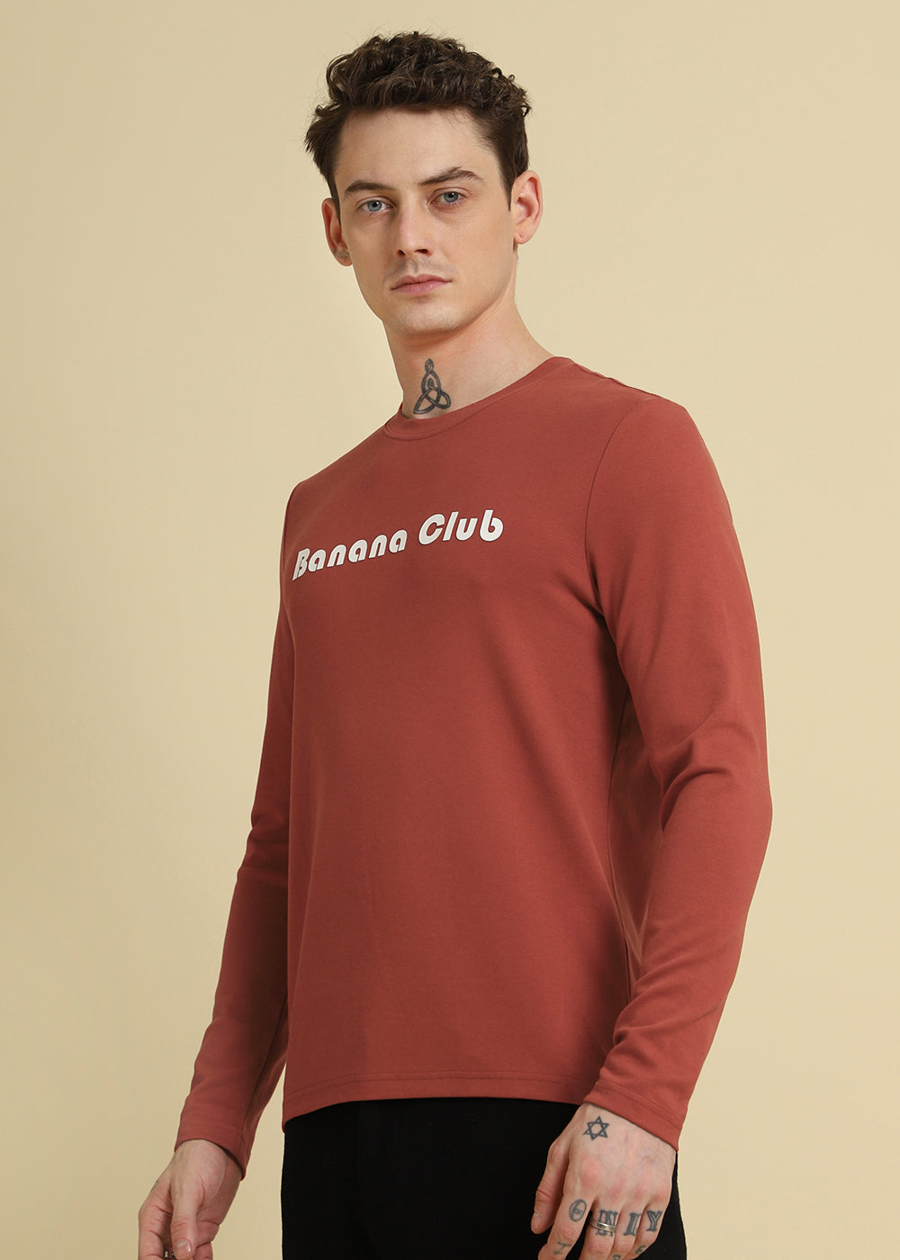 Banana Club Red Plain Regular Fit T-shirt