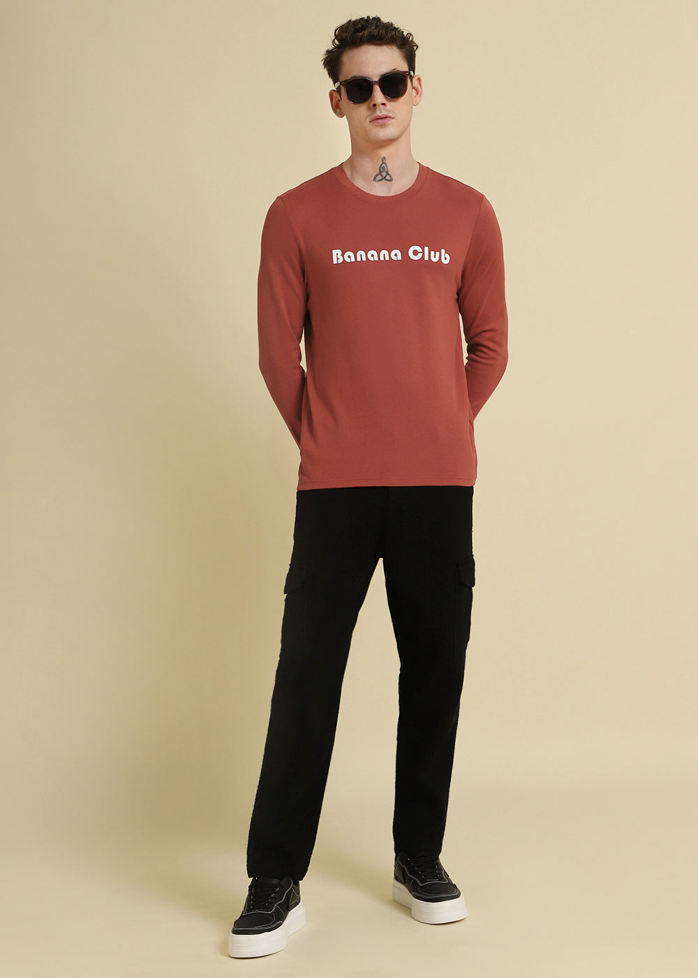 Banana Club Red Plain Regular Fit T-shirt