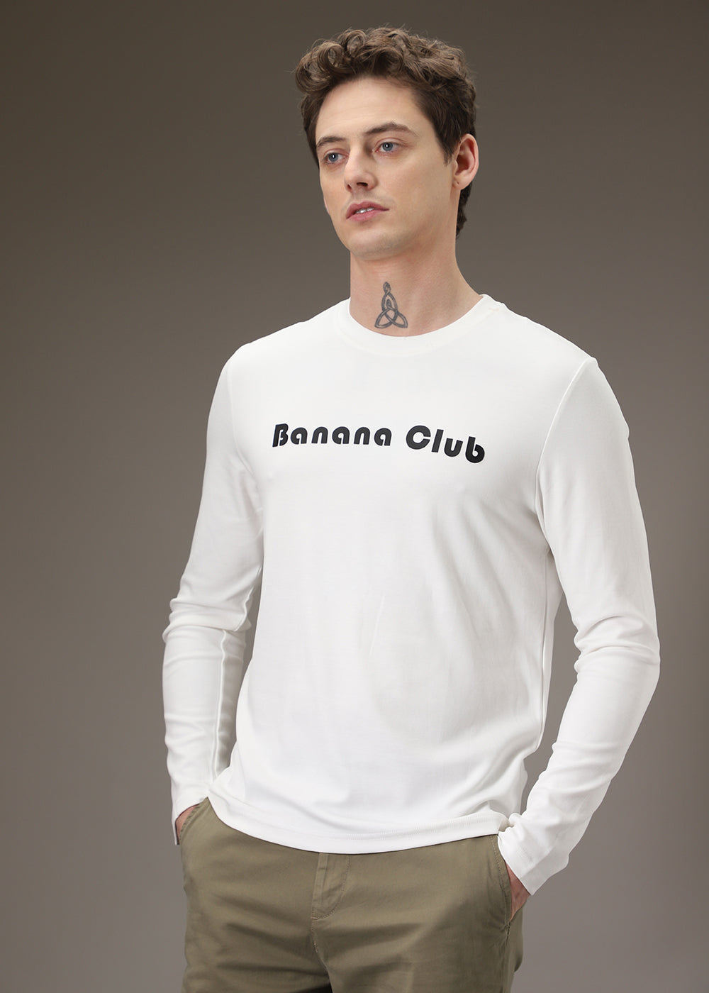 Banana Club White Plain Regular Fit T-shirt