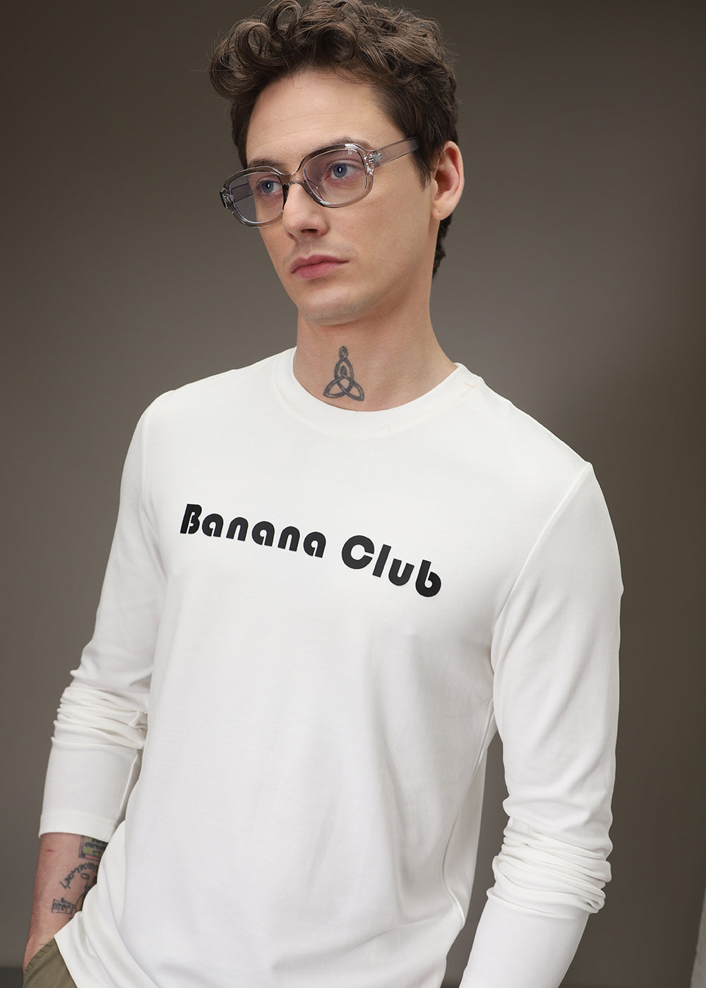 Banana Club White Plain Regular Fit T-shirt