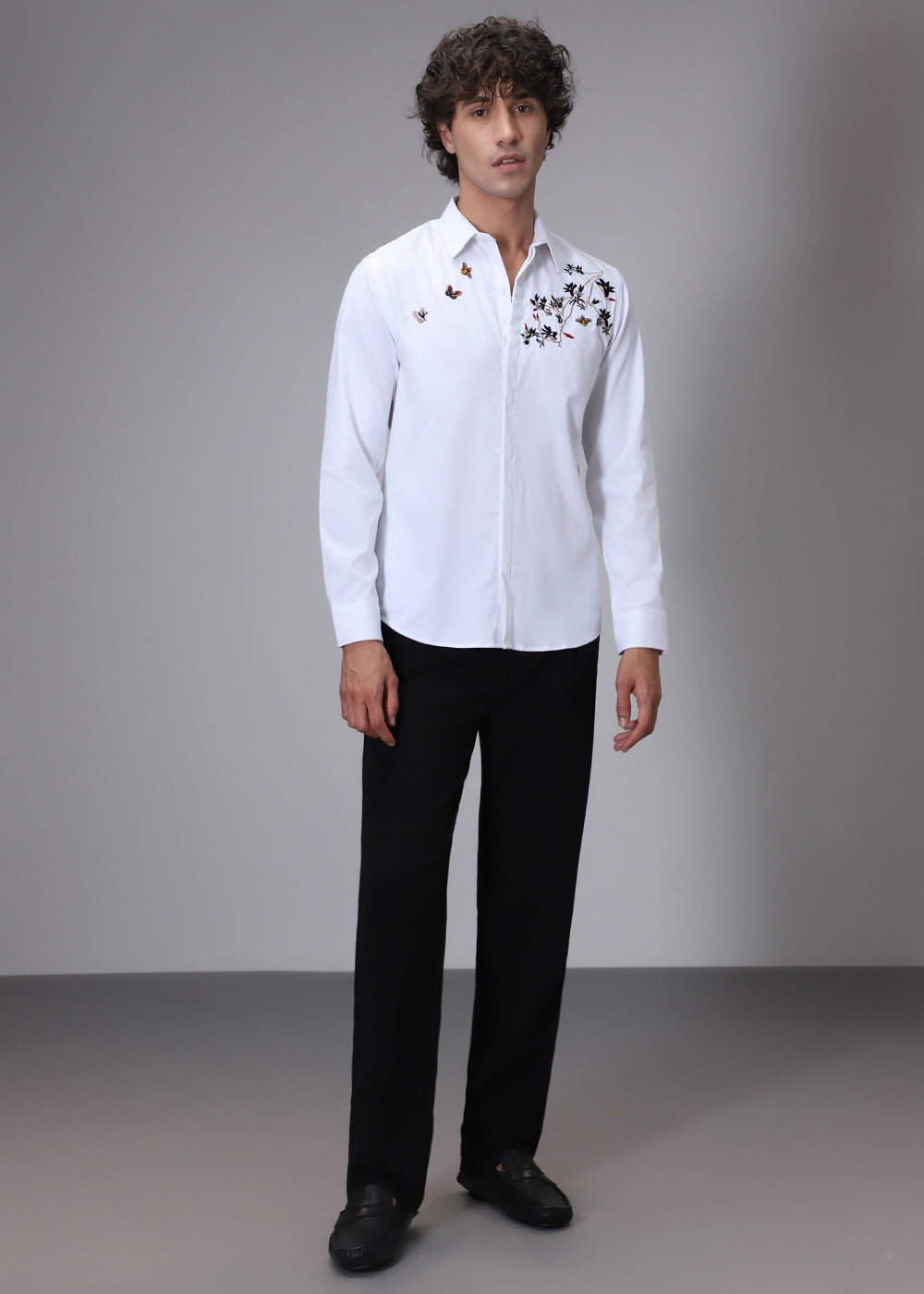 Beeclub Needle Work White Designer Shirt