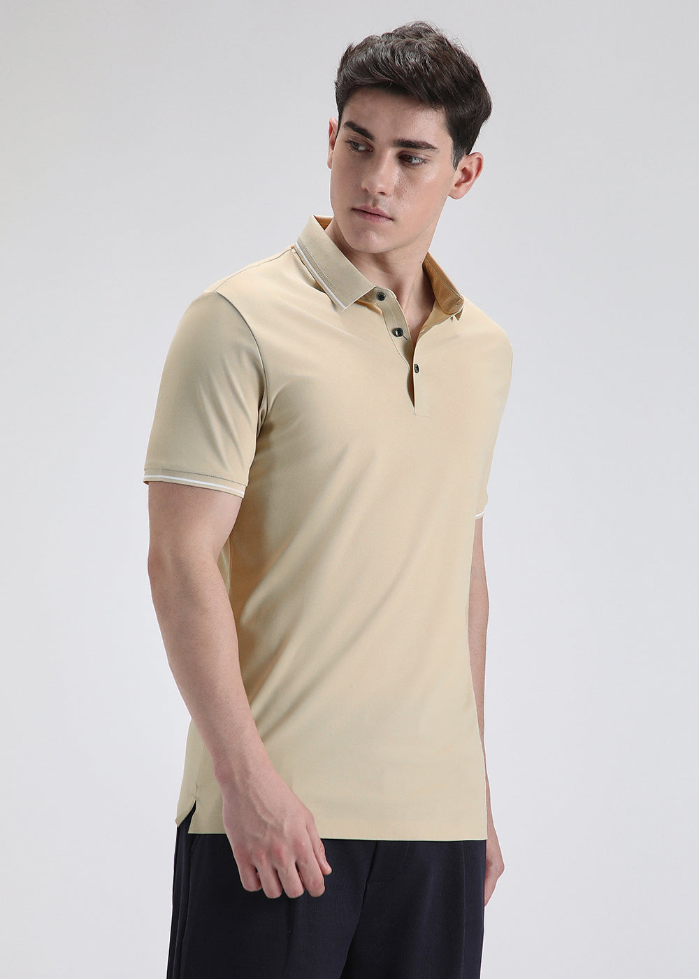 Soft Beige Plain Stitchless Polo T-shirt