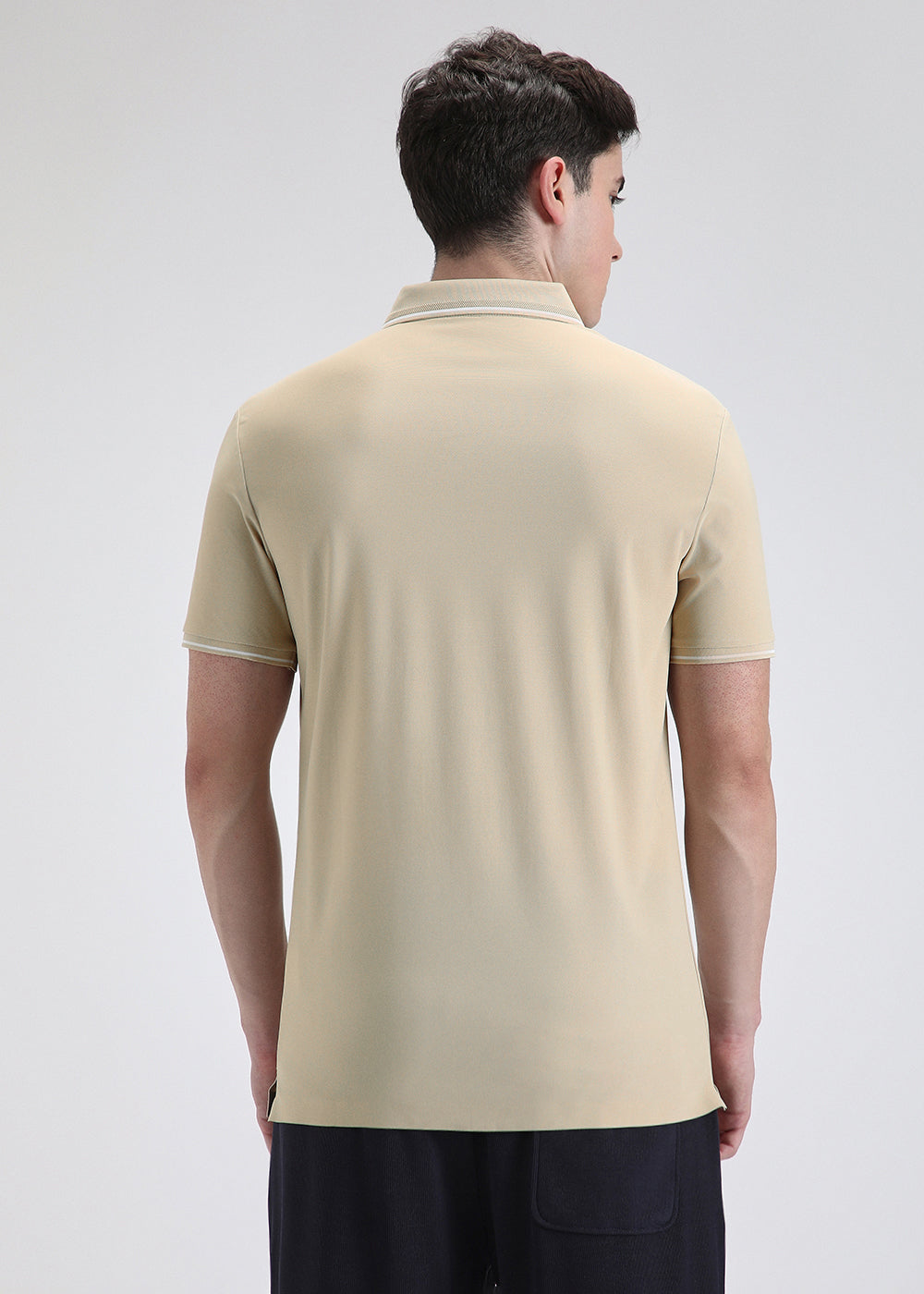 Soft Beige Plain Stitchless Polo T-shirt