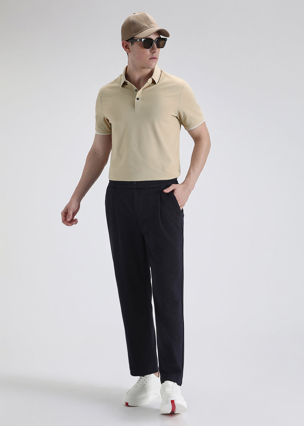 Soft Beige Plain Stitchless Polo T-shirt