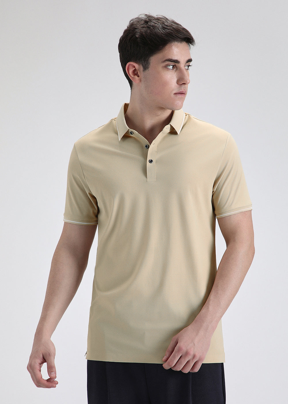 Soft Beige Plain Stitchless Polo T-shirt