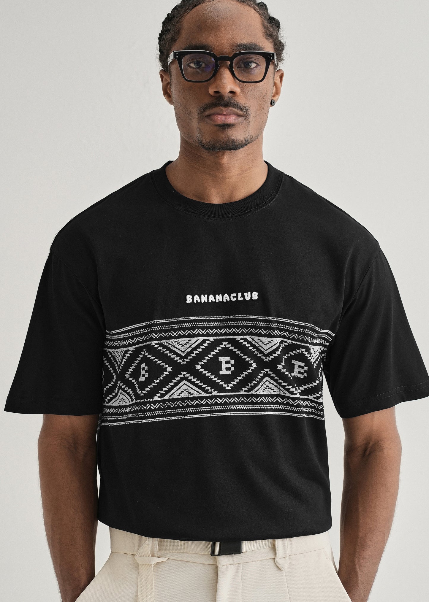 Black Aztec Printed Oversized T-shirt