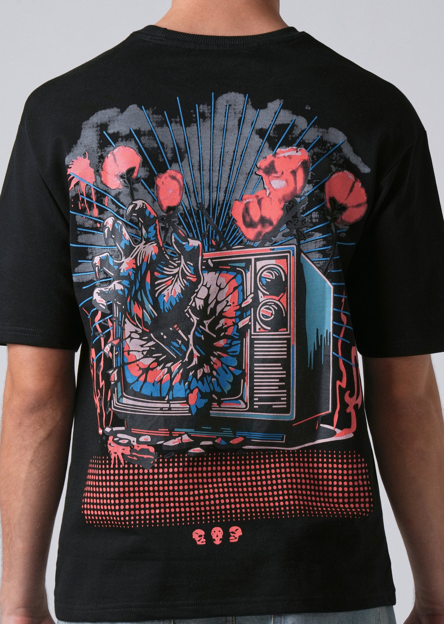 Black Back Print Relaxed Fit T- shirt