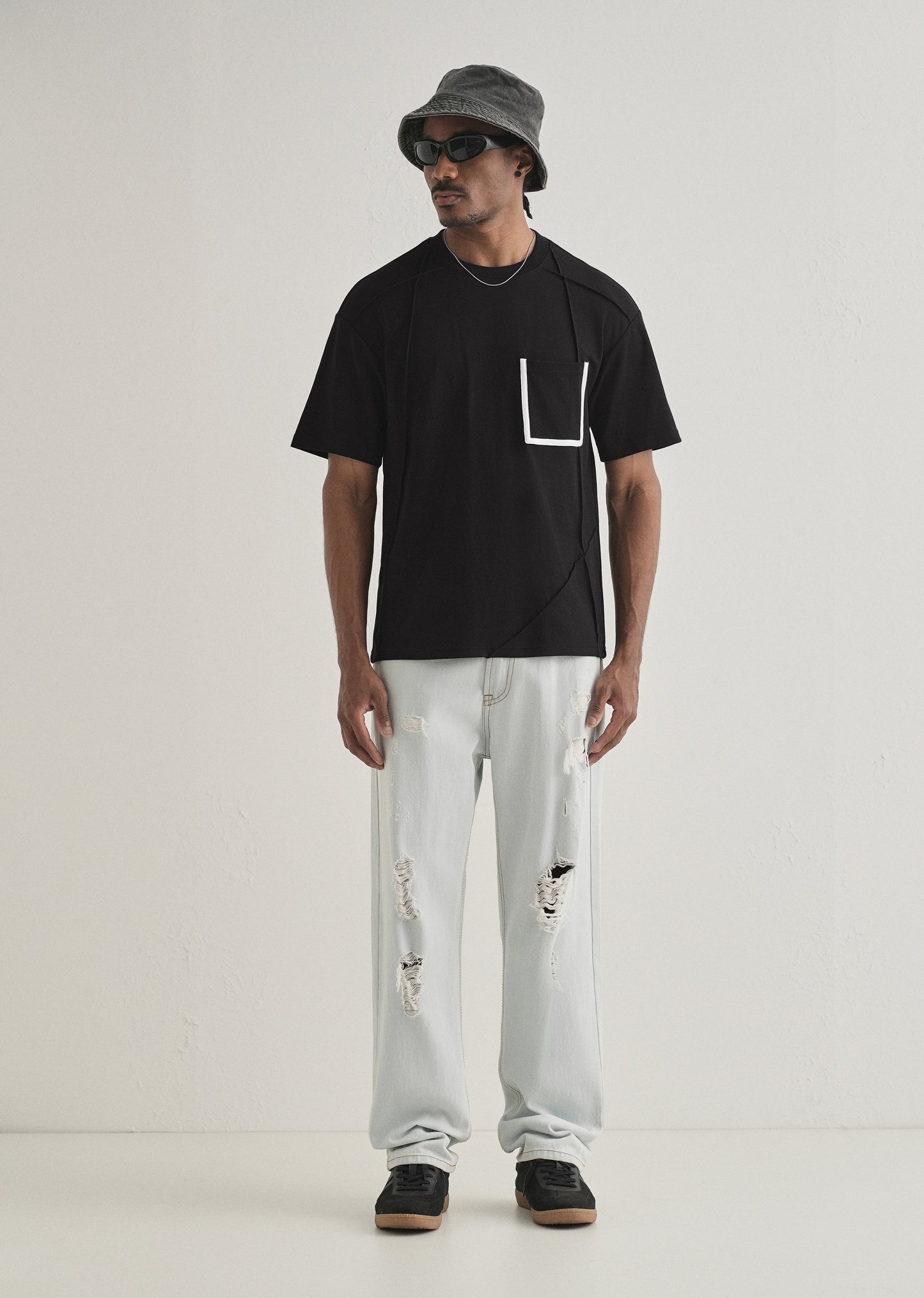 Black Cut & Sew Oversized T-shirt
