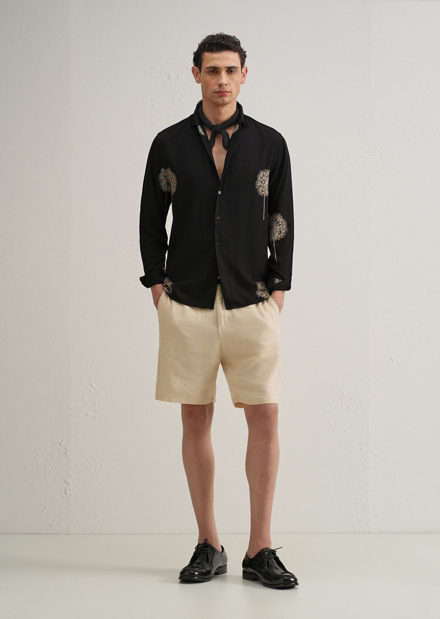 Black Dandelion Embroidery Shirt