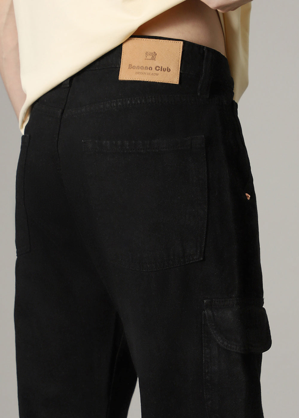 Black Double Pocket Cargo Denim