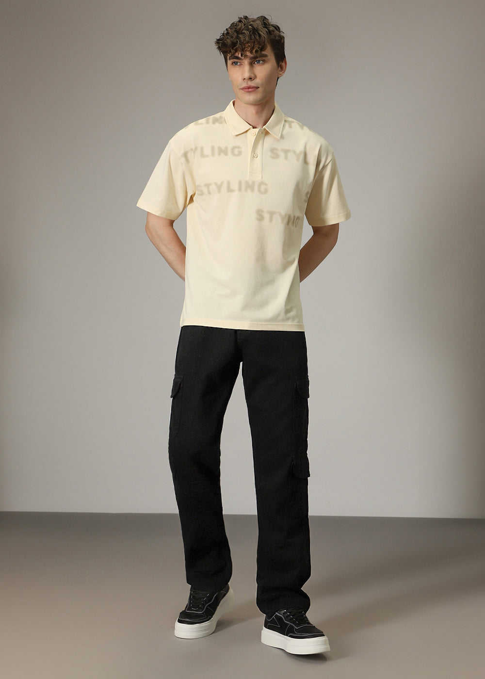 Black Double Pocket Cargo Denim