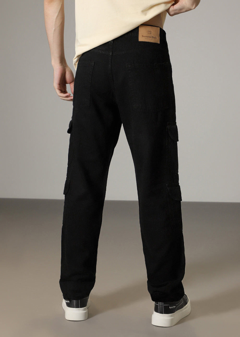 Black Double Pocket Cargo Denim