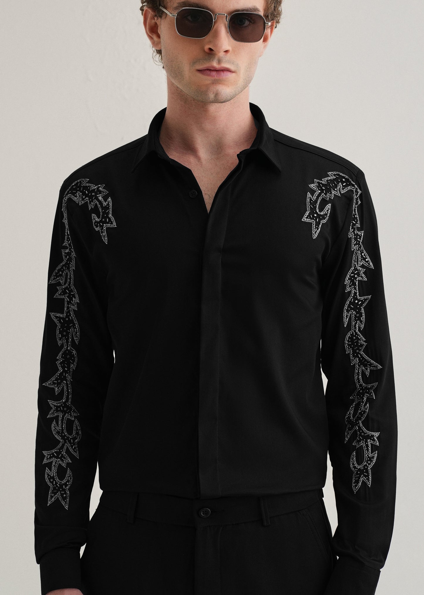 Black Embellished Designer Shirt