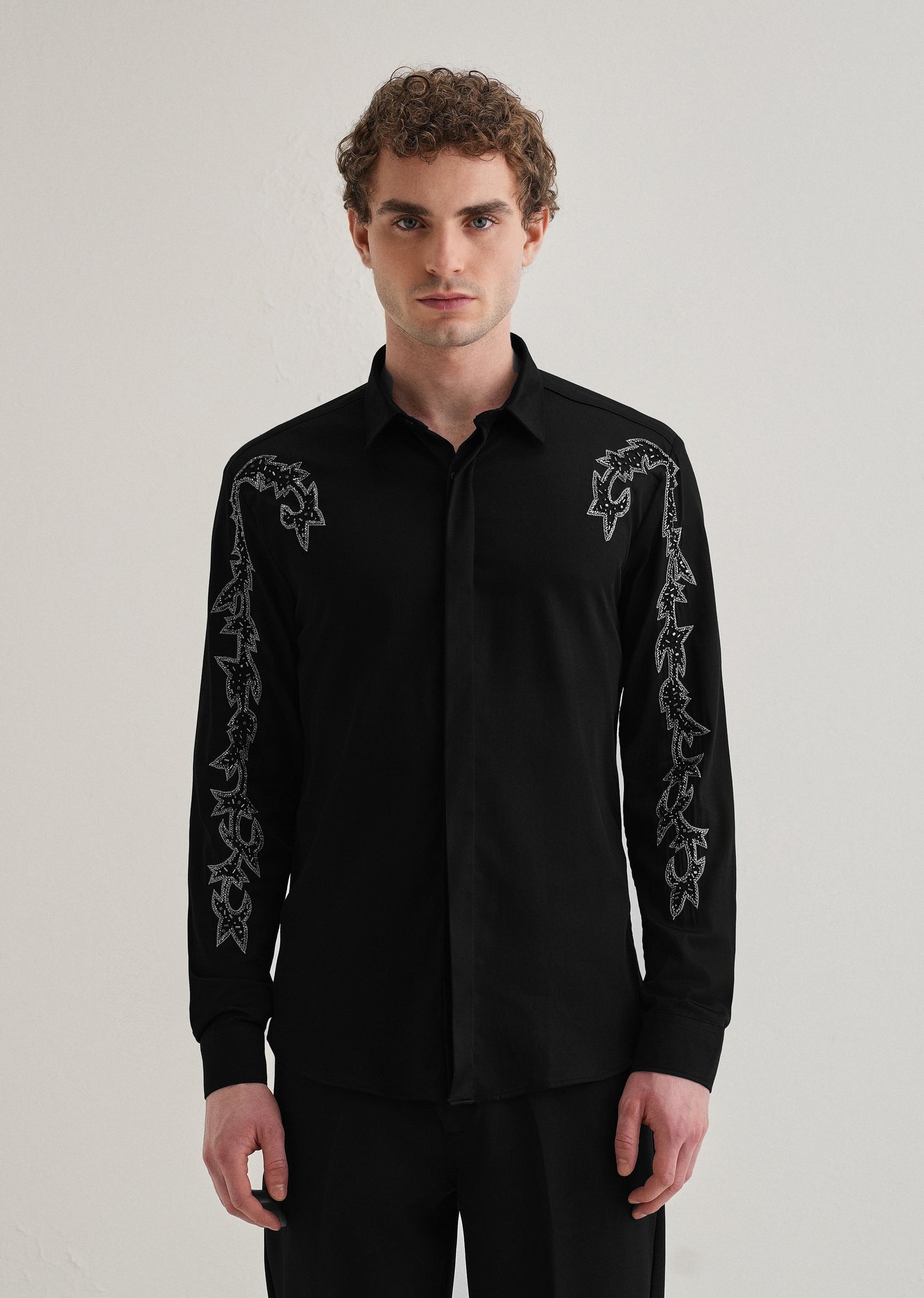 Black Embellished Designer Shirt