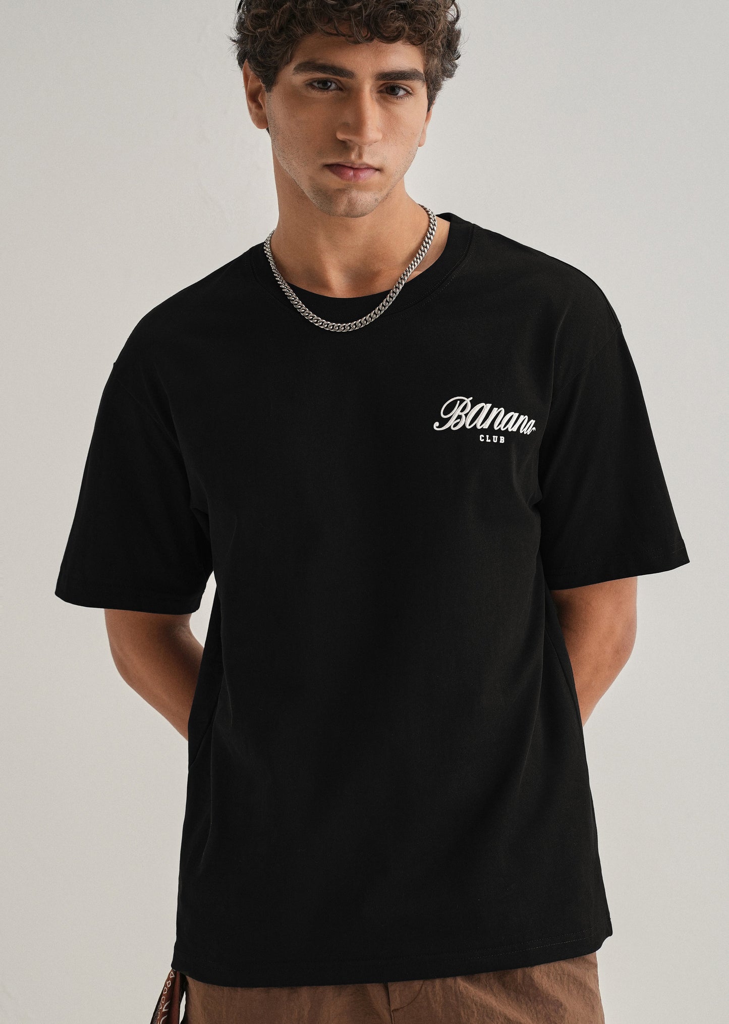 Black Embossed Printed Oversized T-shirt