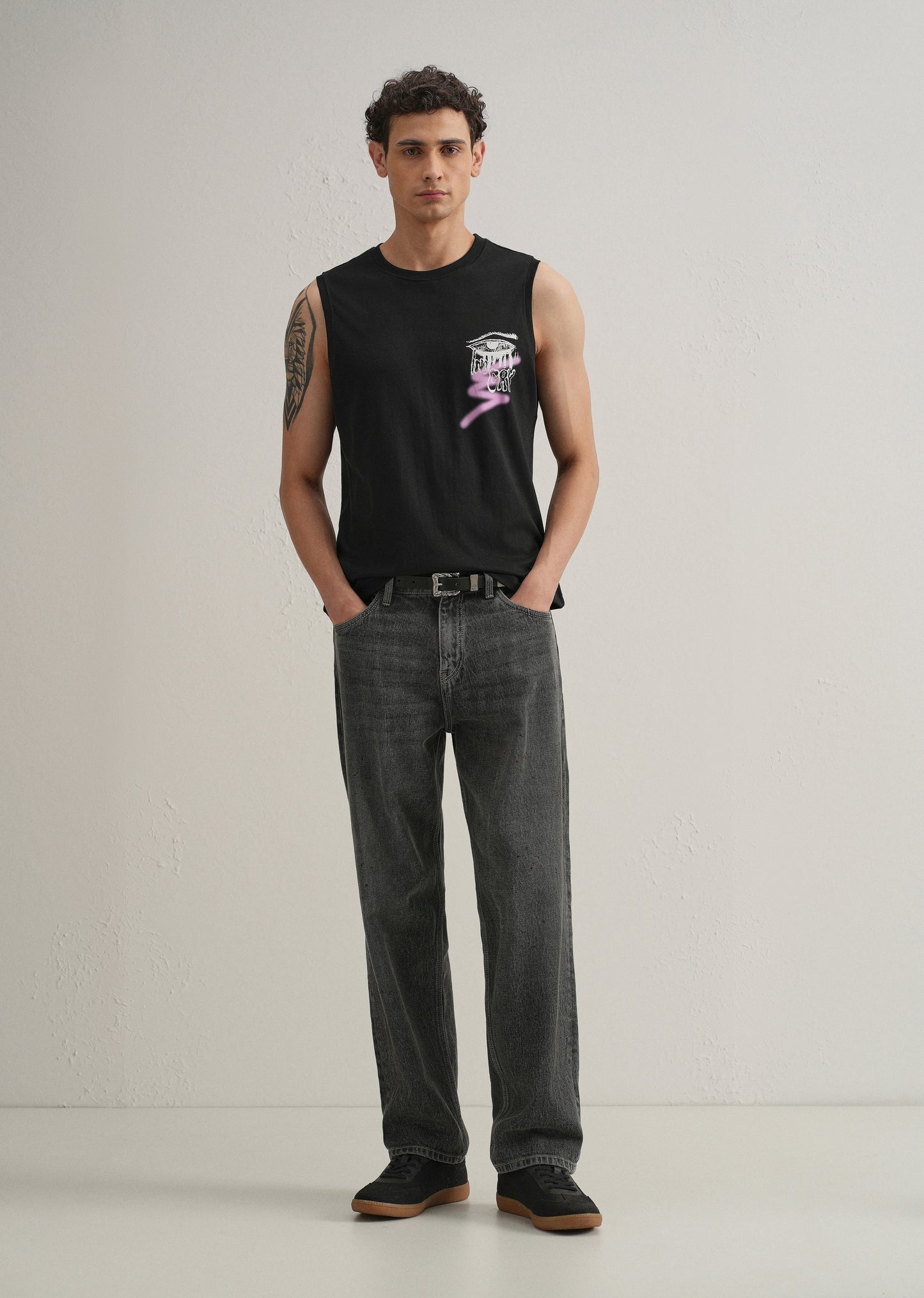 Black Graffiti Printed Tank