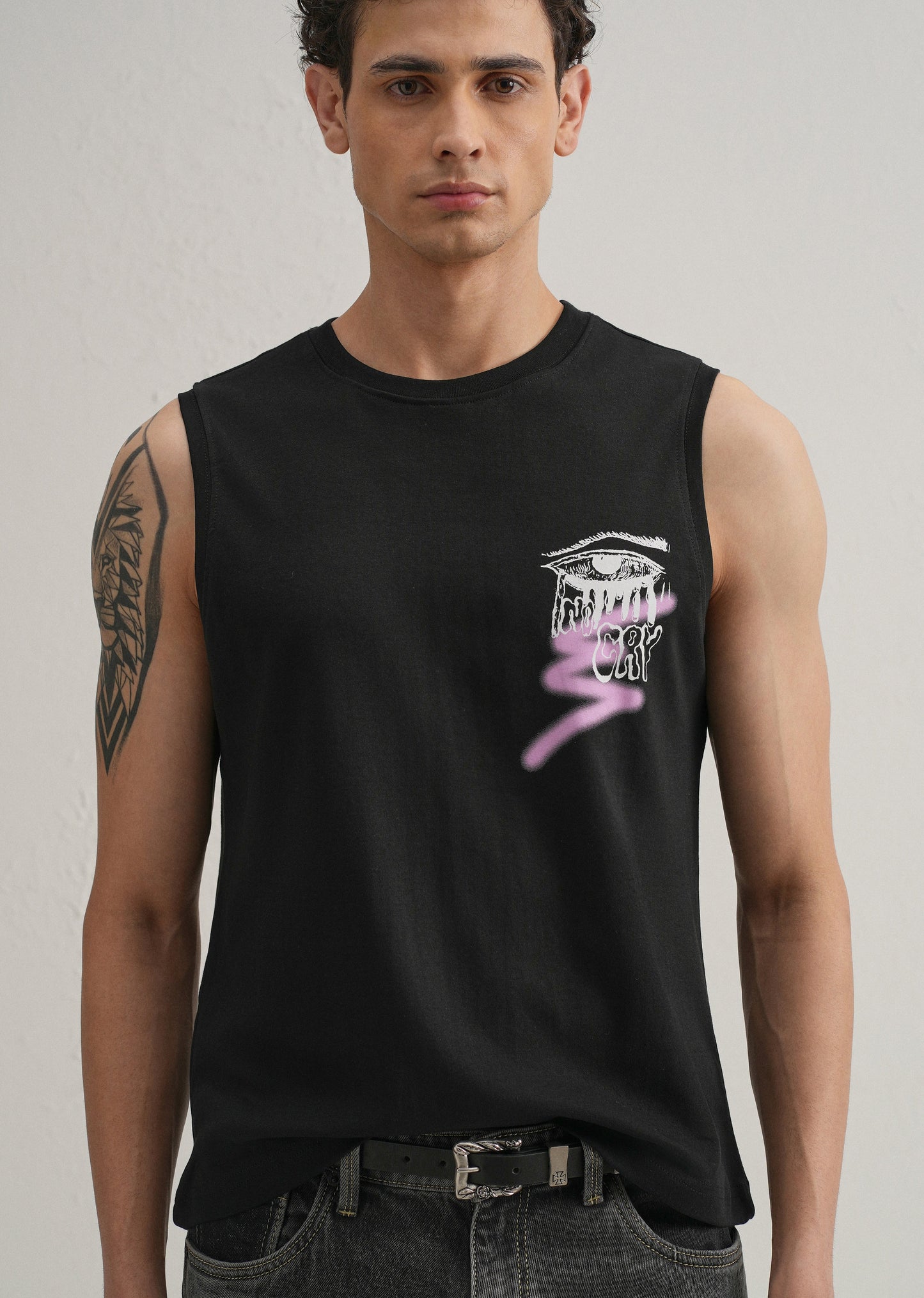 Black Graffiti Printed Tank