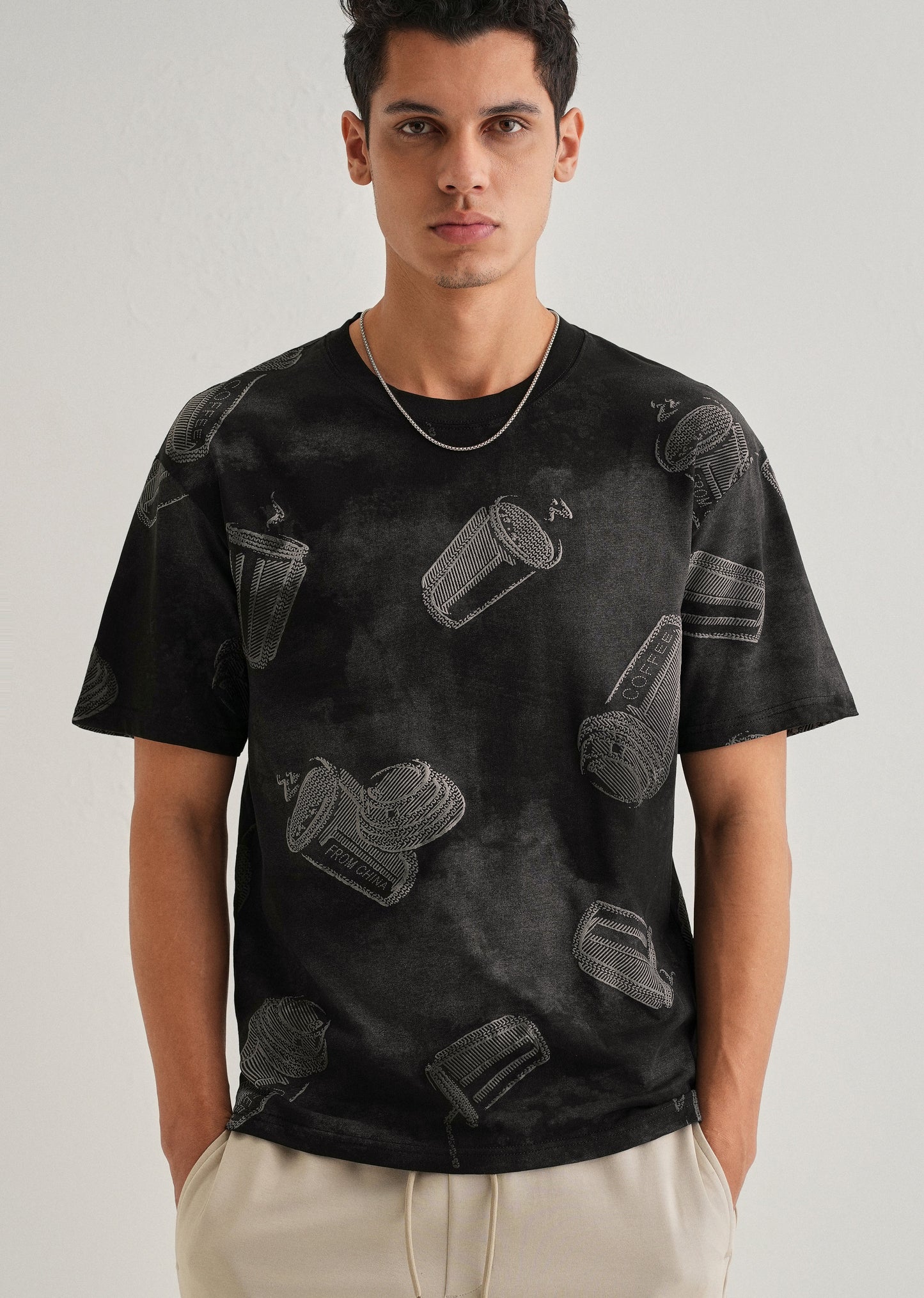 Ebony Black Printed Oversized T-shirt