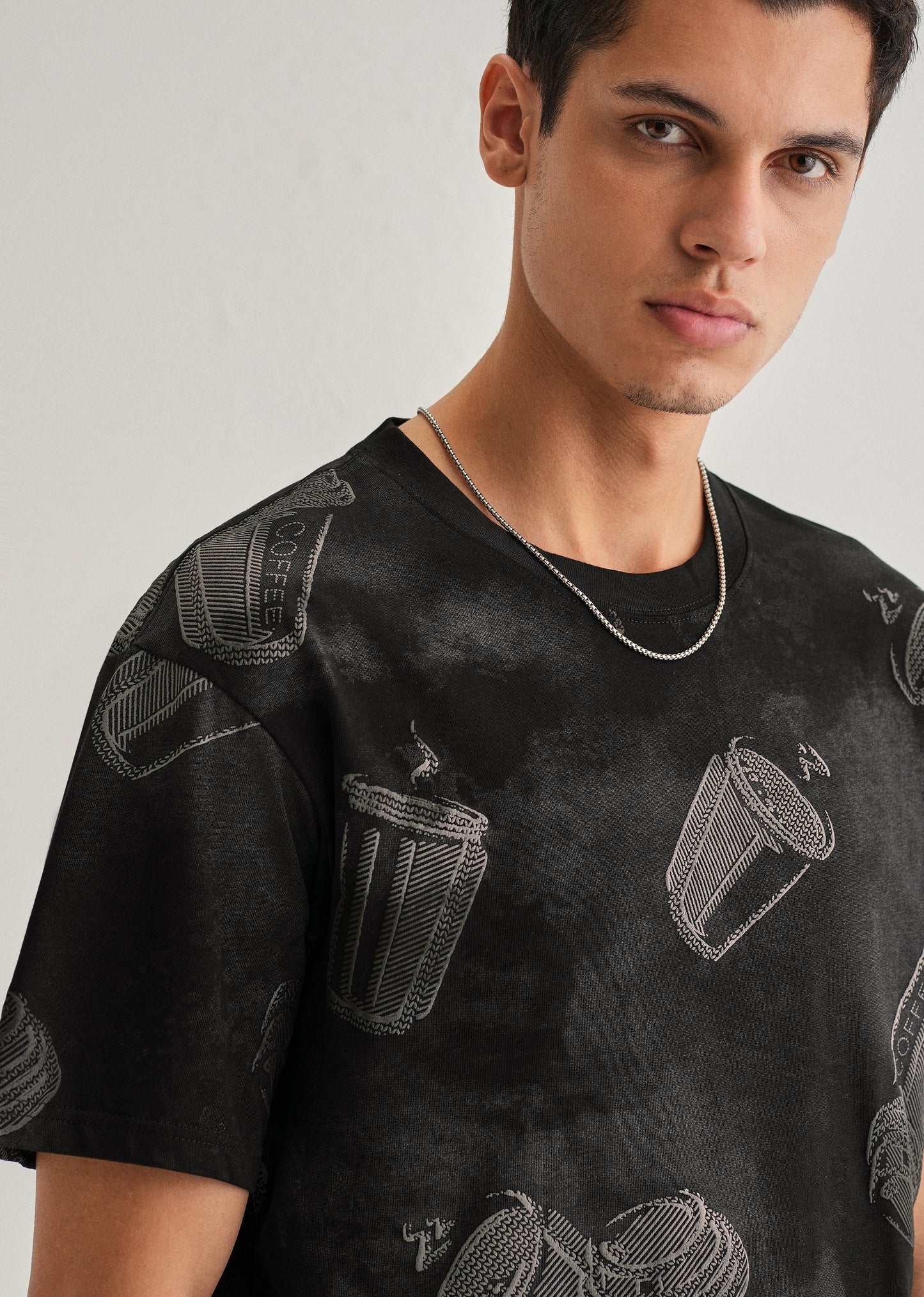 Ebony Black Printed Oversized T-shirt