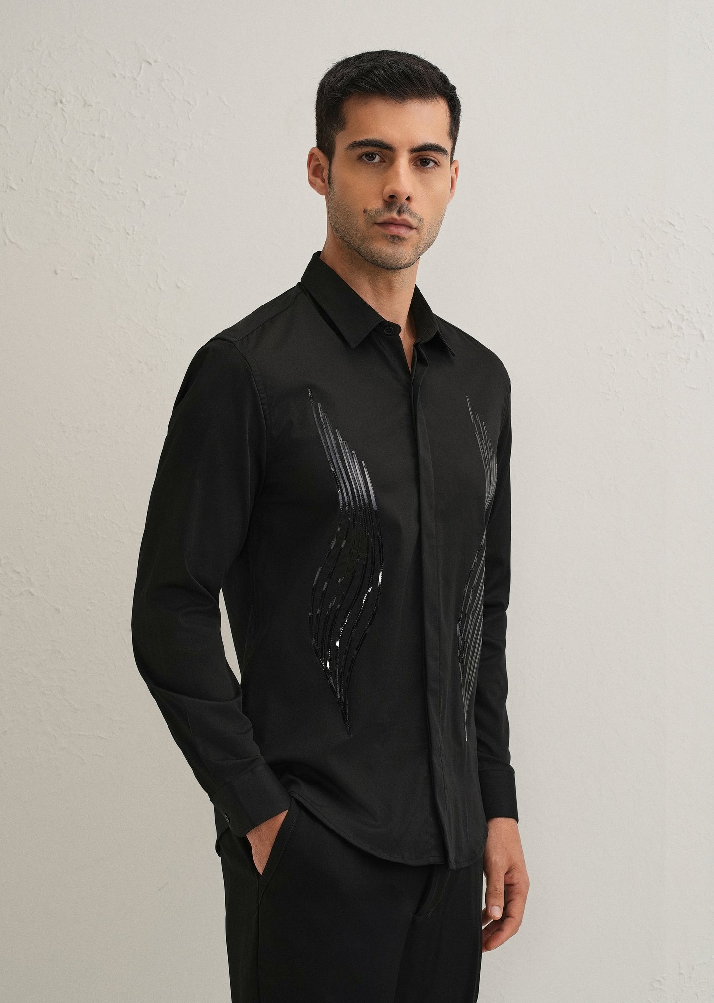 Black Metallic Flare Designer shirt