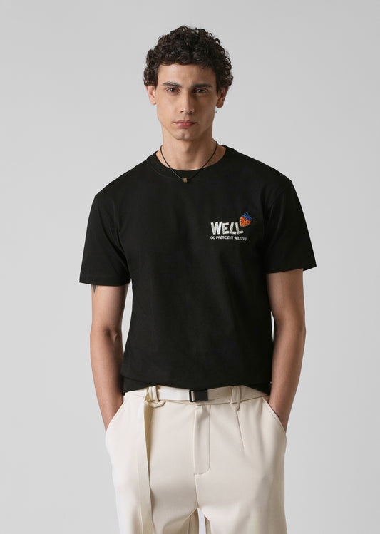 Black Printed Slim Fit T-shirt