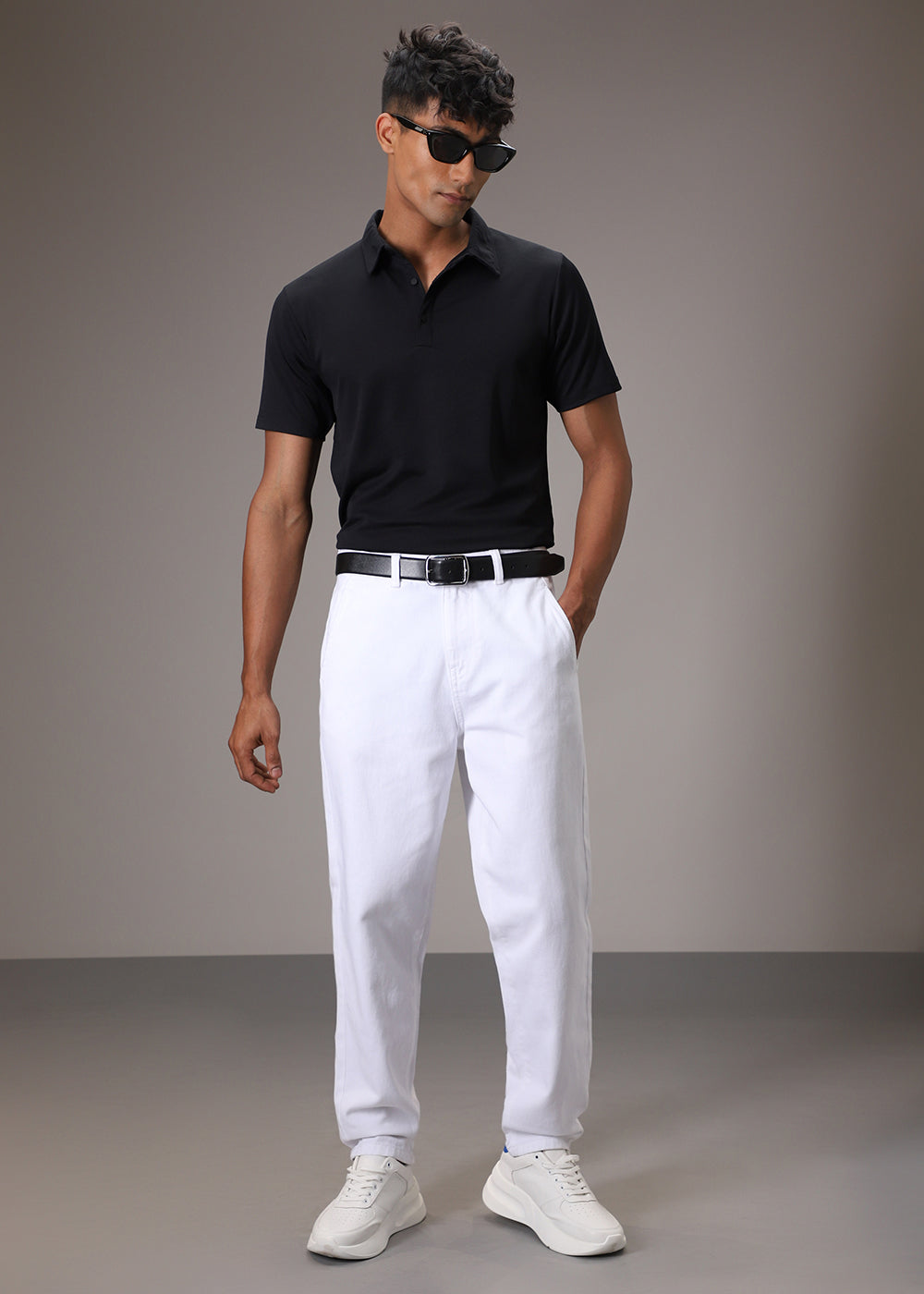 Black Plain Ribbed Polo T-shirt
