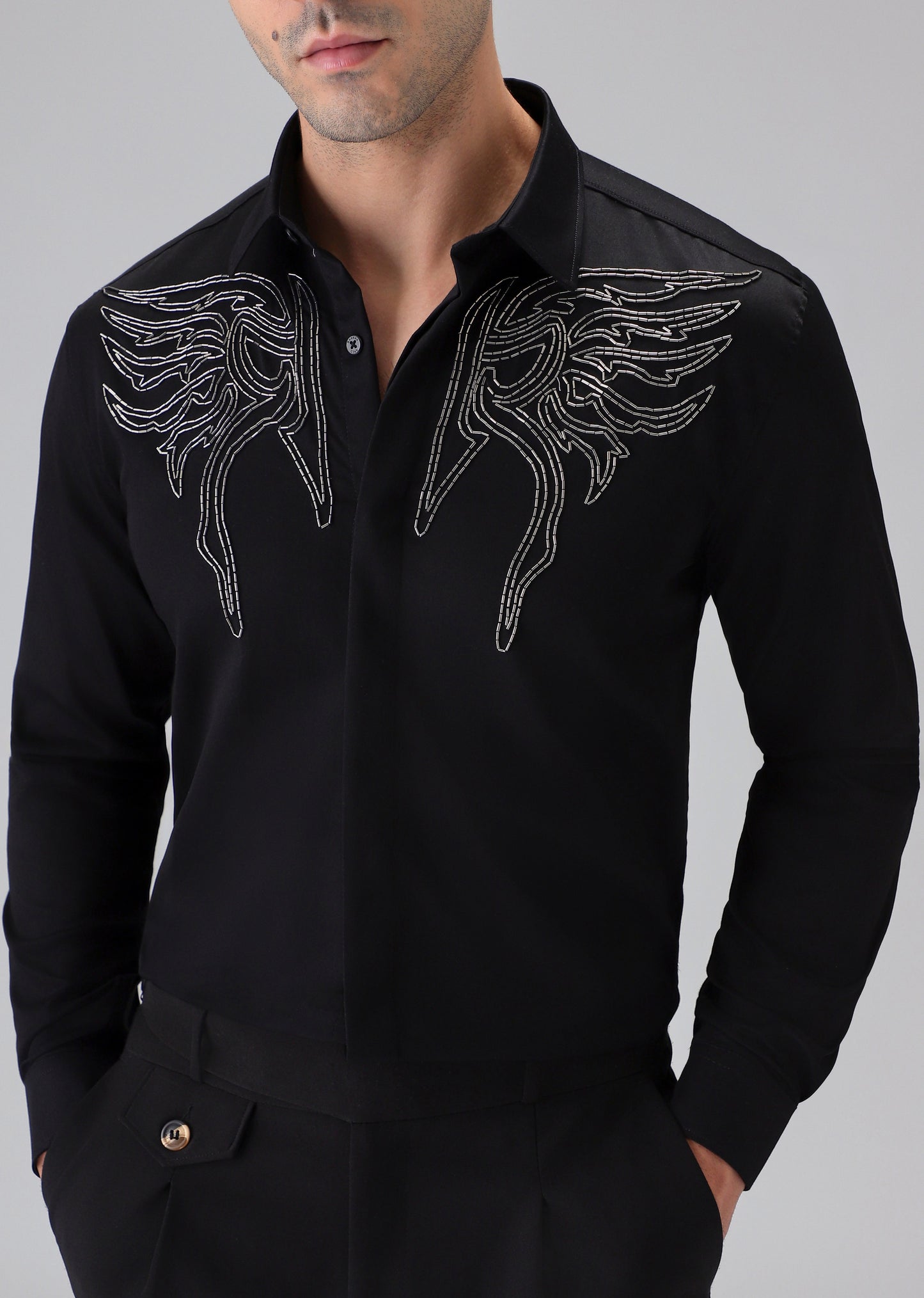 Hand Crafted Black Designer Shirt