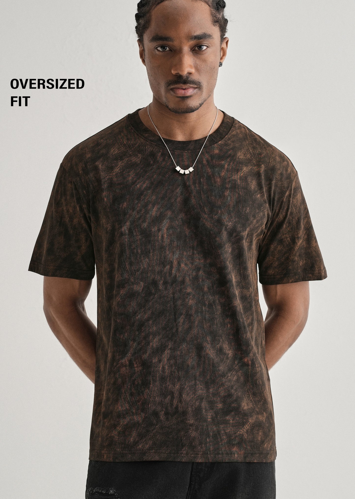 Black Brown Brushstroke Oversized T-shirt