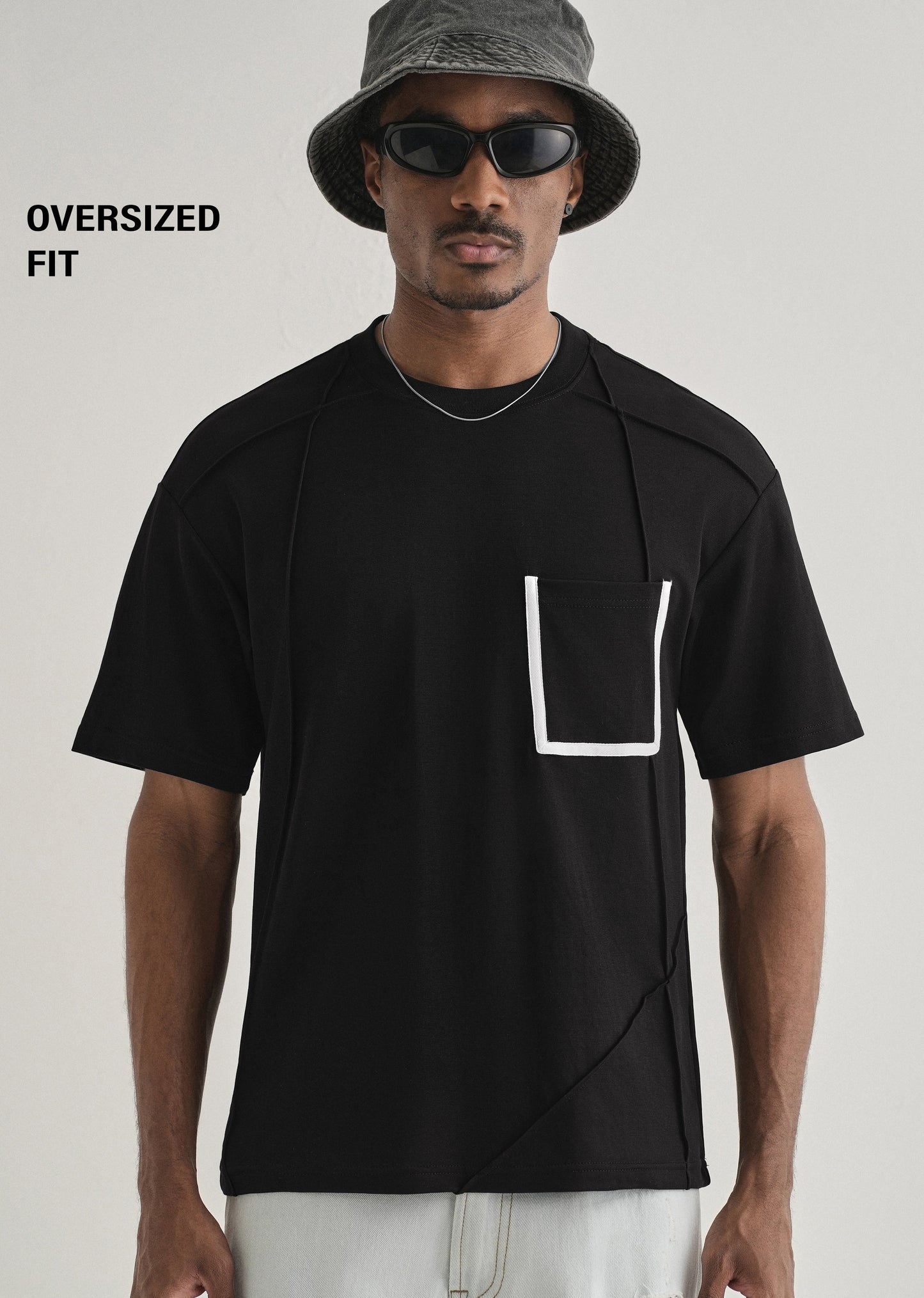 Black Cut & Sew Oversized T-shirt