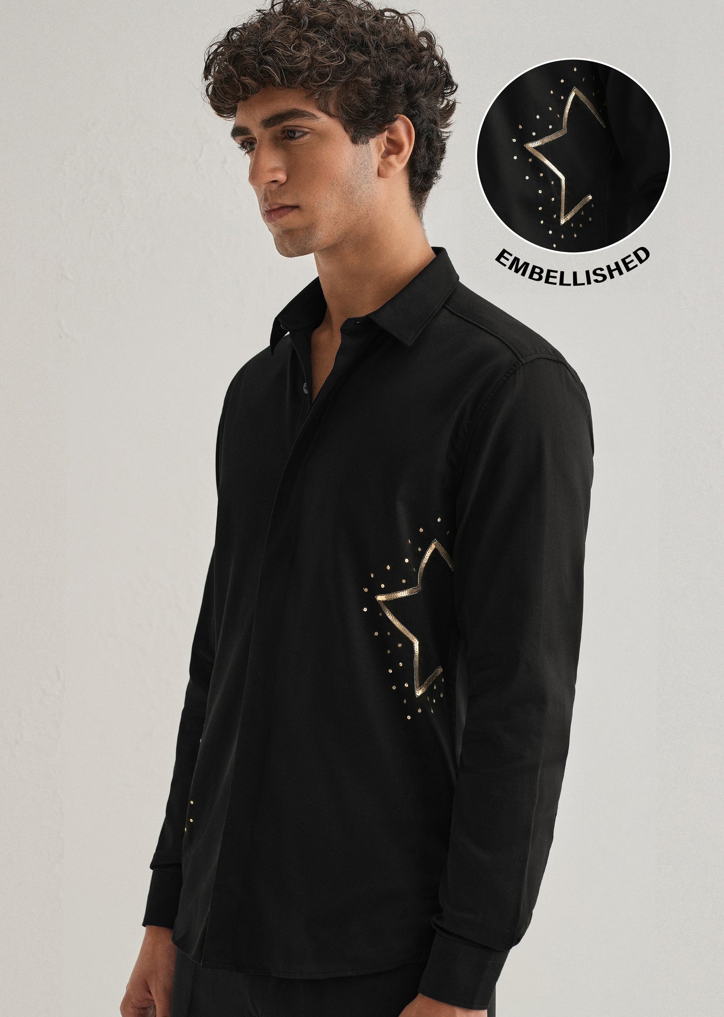 Black Sequence Star Designer Shirt