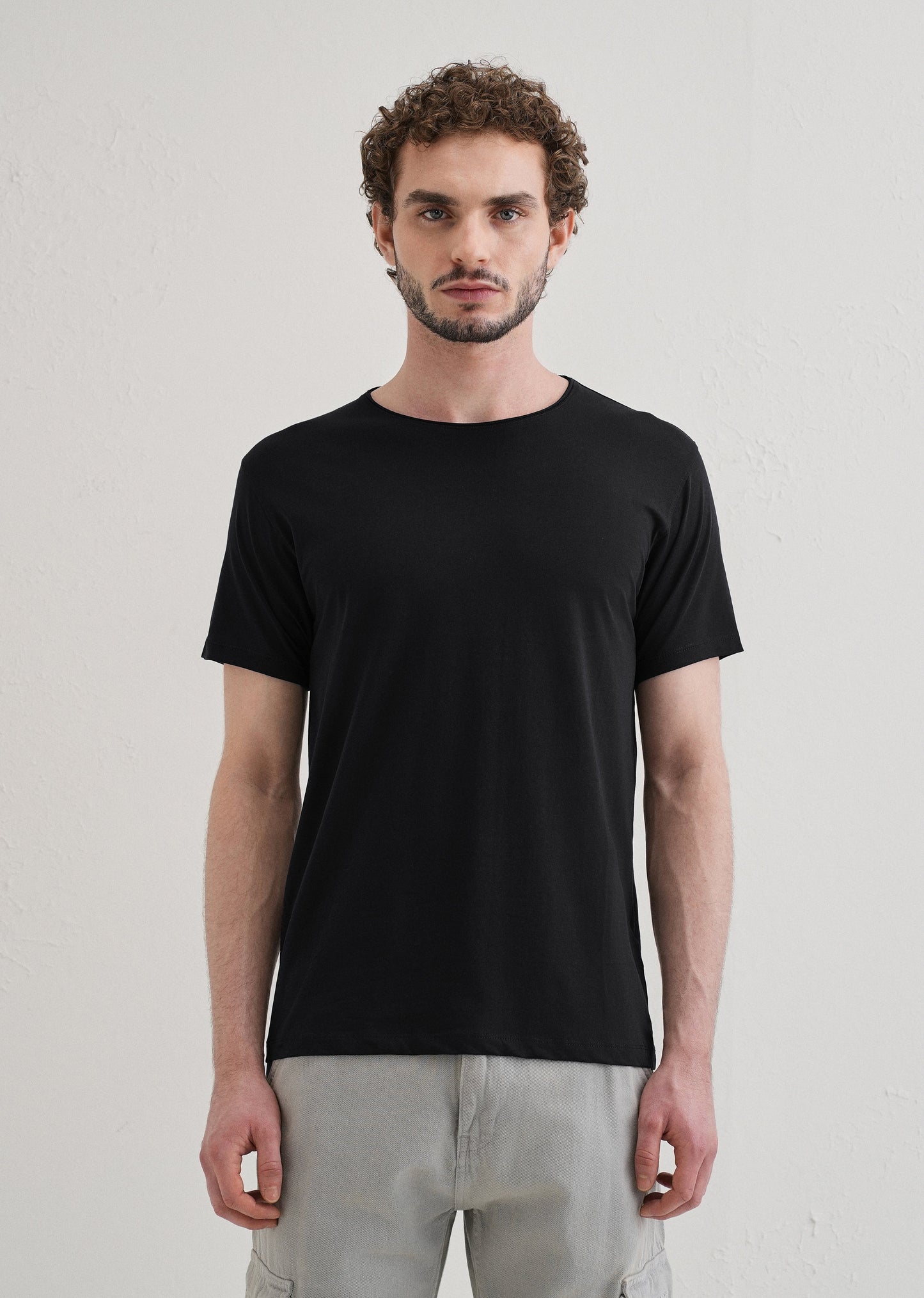 Blue Plain Crew neck T-shirt