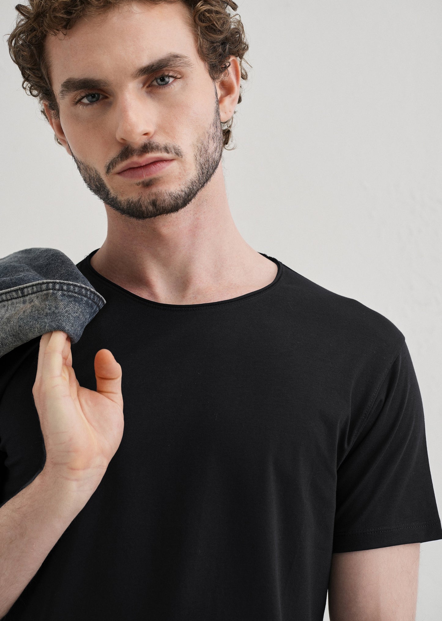 Blue Plain Crew neck T-shirt
