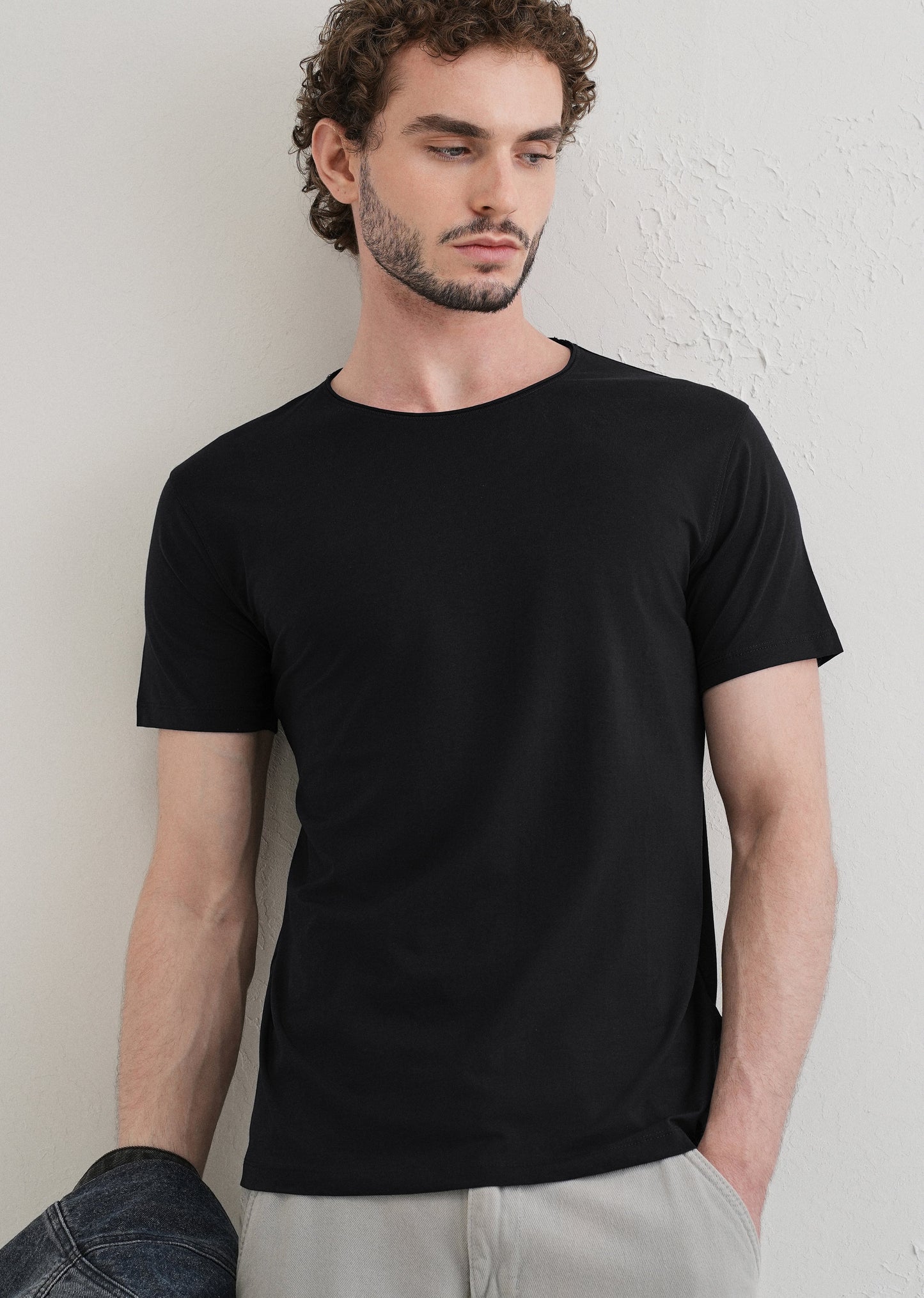 Blue Plain Crew neck T-shirt