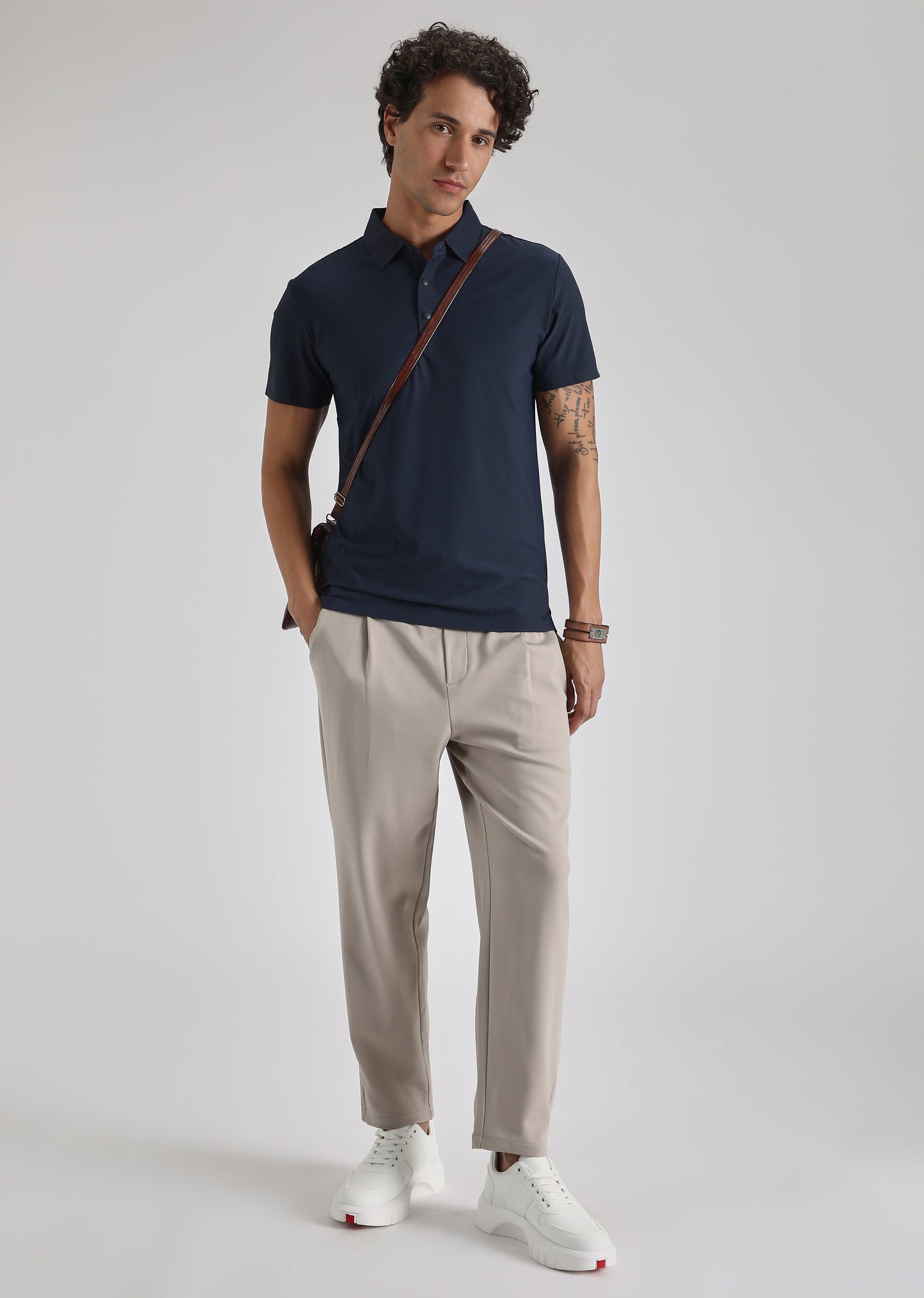 Blue Plain Stitchless Polo T-shirt
